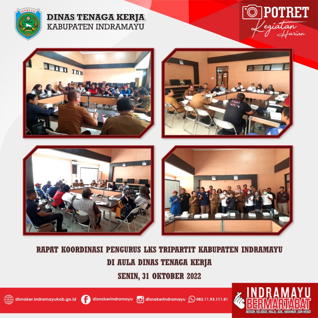 Rapat Koordinasi Pengurus LKS Tripartit Kabupaten Indramayu di Aula Dinas Tenaga Kerja